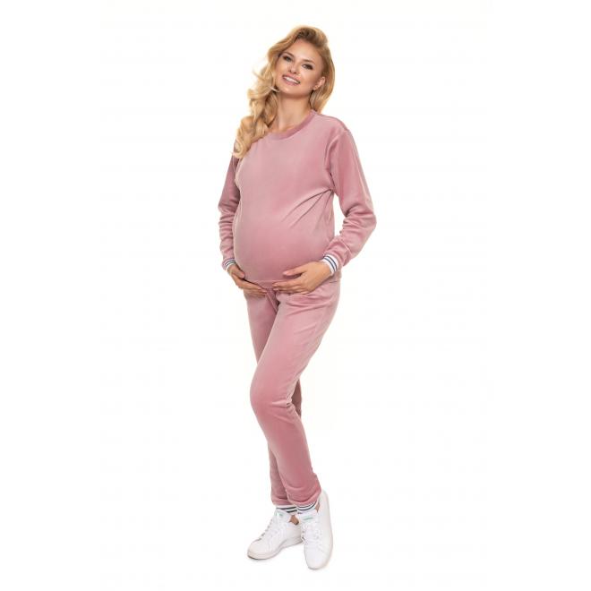 E-shop Dámska velúrová nočná súprava v ružovej farbe pre tehotné